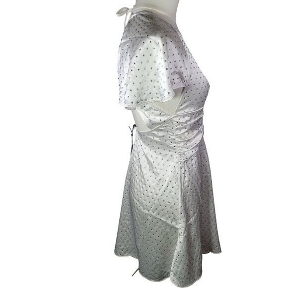 WeWoreWhat White Bridal Wedding Crystal Rhinestone Halter Mini Dress Size 0 - Picture 3 of 10